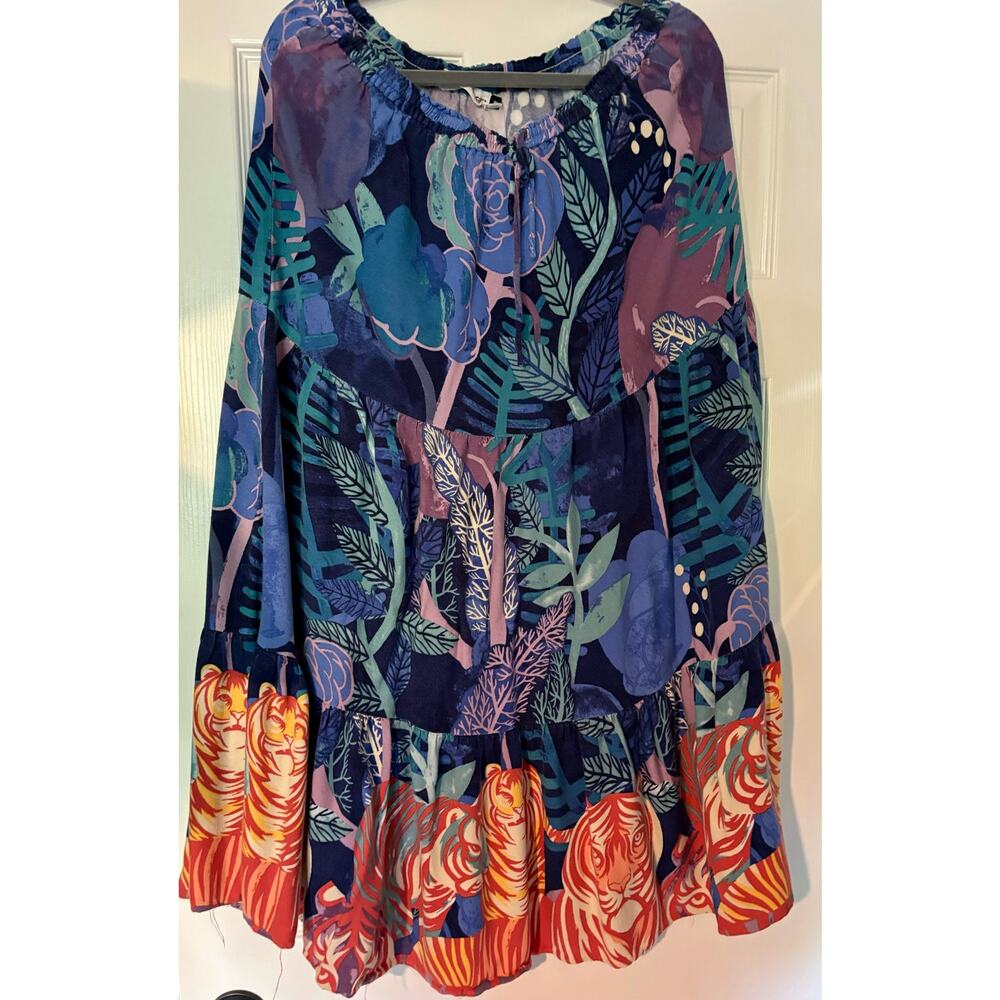 Floral Tiered Blue & Multicolor Skirt